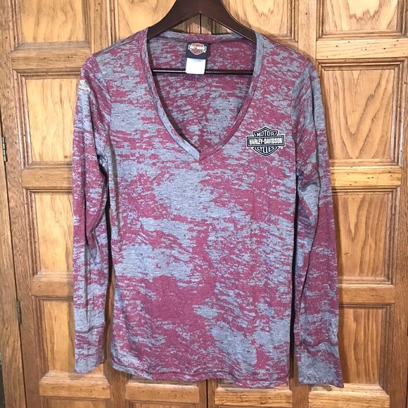 Harley-Davidson Motorcycle Tee Women's XL Embroidered Long Sleeve Biker T-Shirt - Picture 3 of 8